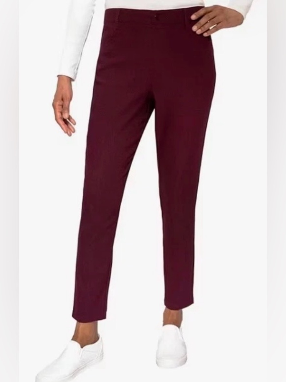 Mario Serrani BNWT Women’s Burgundy Pull On Ankle Pants Size L